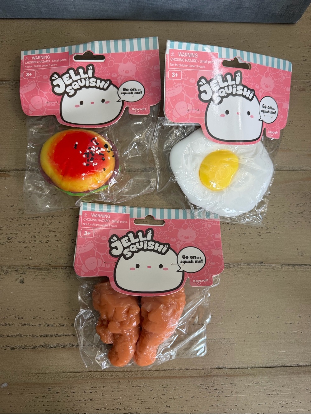 Jelli Squishi Toys - Burger, Fried Egg, Chicken Legs